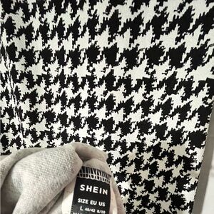 SHEIN Black & White Houndstooth Knit Dress